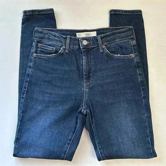 Topshop Moto Sidney Skinny Jeans Mid Rise  Dark Blue Size 26 - Picture 16 of 16
